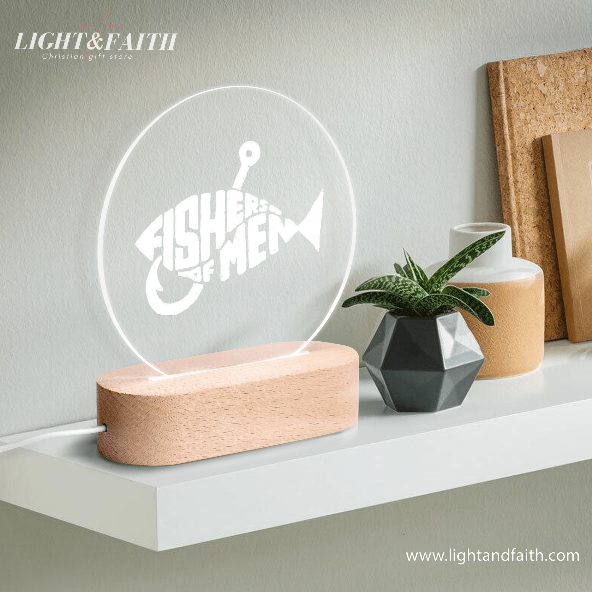 Fishers of Men LED Christian Night Light – Inspirational Bible Verse Decor Gift. NLLAF43